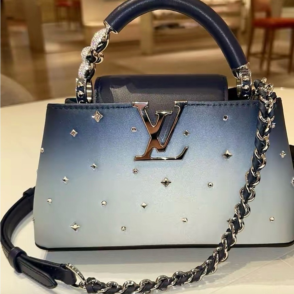 Louis Vuitton NEW release Capucine mini crystal gradient blue bag SOLD OUT at LV